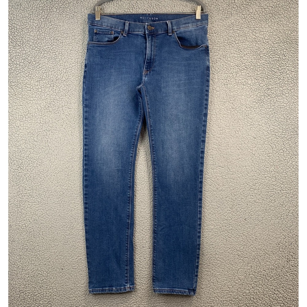 Mott & Bow Mens Slim Fit Jeans Dark Wash Blue Denim Size 34x32
